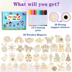 DIY Wooden Magnet 36 Art Craft Supplies Painting Kit for Kids Ages 4-8 8-12 | Party Favors for Boys Girls Birthday Easter Crafts Gifts Toys Basket Goodie Bag Stuffers