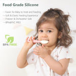 4-Pack Silicone Baby Spoons, Seposeve Soft Gum-Friendly First Feeding Spoons for Babies, Baby Feeding Utensils Essentials, Easy-Grip Handle, BPA Free, Dishwasher Safe, 2 Pink 2 Purple