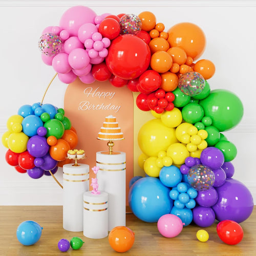 162Pcs Colorful Rainbow Balloon Arch Kit: Vibrant Party Decor for Birthdays, Weddings & Celebrations