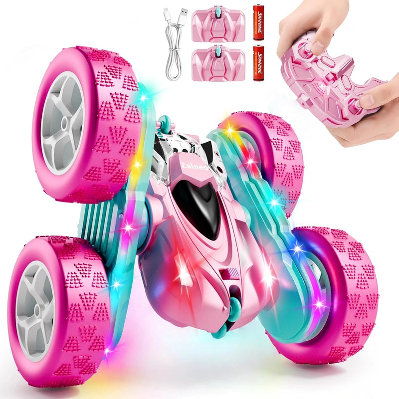 Remote Control Stunt Car 4WD 360° Flip Double-Sided RC Car with LED Light Bar and 2.4GHz Outdoor Play for 6-12 Year Old Boys