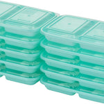 GoodCook 2-Compartment Food Storage Container Set with Snap-Shut Lids, Reusable Divided Snack Containers with Lids, Set of 10, Blue
