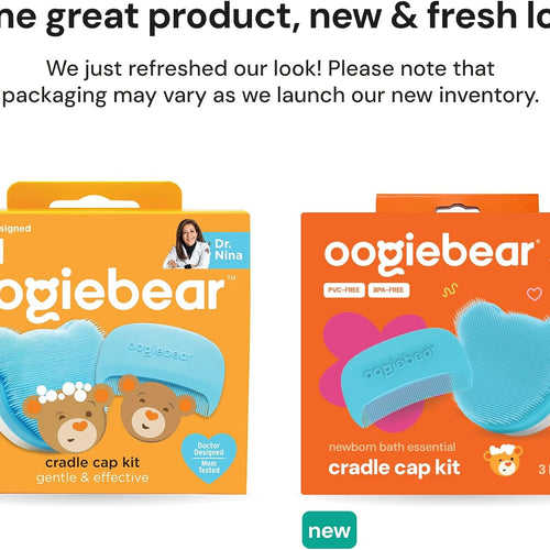 oogiebear Cradle Cap Brush Kit for Babies, 3 Piece Gentle Scalp Care Set | Sponge, Brush & Comb Set for Newborns, Infants & Babies, Soft Cradle Cap Remover, Baby Registry Essential