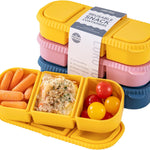 3 Pack Silicone Reusable Snack Containers with Lids - 8 oz Double Compartment Snackle Box for Kids & Adults, BPA-Free & Leakproof, Small for Dressing, Snacks, School, Office, Picnic