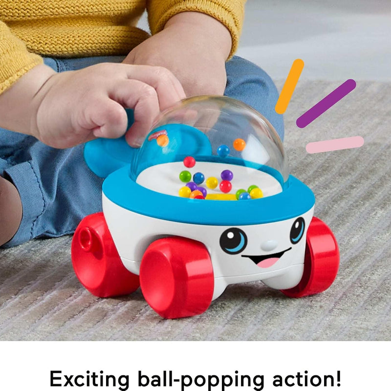 Fisher-Price Corn Popper Mini Vehicle Toy | 3.6 x 3.7 Inches, Push Along, Crawl After Play, Fun Sounds, Baby & Toddlers Ages 6+ Months