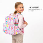 mibasies Kids Backpack for Girls: Girls Backpack 5-8 - Kindergarten Elementary School Bookbag for Girl - Flower Pink