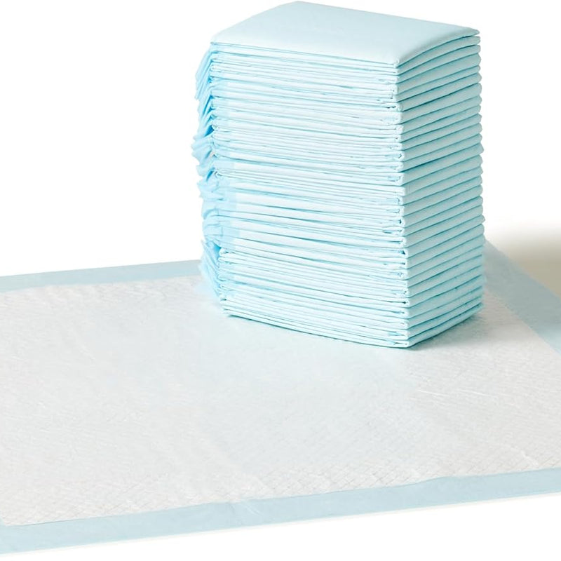 Amazon Basics Scented Dog and Puppy Potty Training Pee Pads, 5-Layer Leak-Proof Super Absorbent with Quick-Dry Surface, Regular Size 22 x 22 Inch, Blue, 150 Count