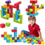 Large Magnetic Building Blocks for Toddlers, 1.65 inch Cubes in Rainbow Theme, 12 PCS, 1-3 Years Old