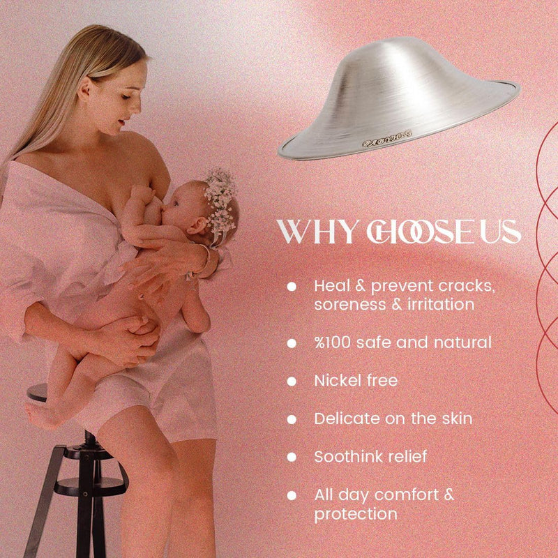 The Orginal Silver Nursing Cups – Silver Nipple Shields for Breastfeeding - Nipple Guards Protector for Breastfeeding - Nipple Shields for Nursing Newborn – Nickel Free – 925 Silver