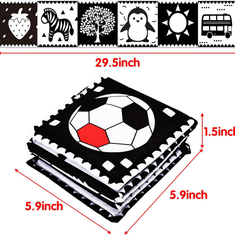 Black and White High Contrast Toys for Baby 0-3 3-6 months Infant Tummy Time Soft Crinkle Book Mirror Sensory Toys 0 2 4 5 6 Month Old Babies Boy Gril Newborn Development Christmas Stocking Stuffer