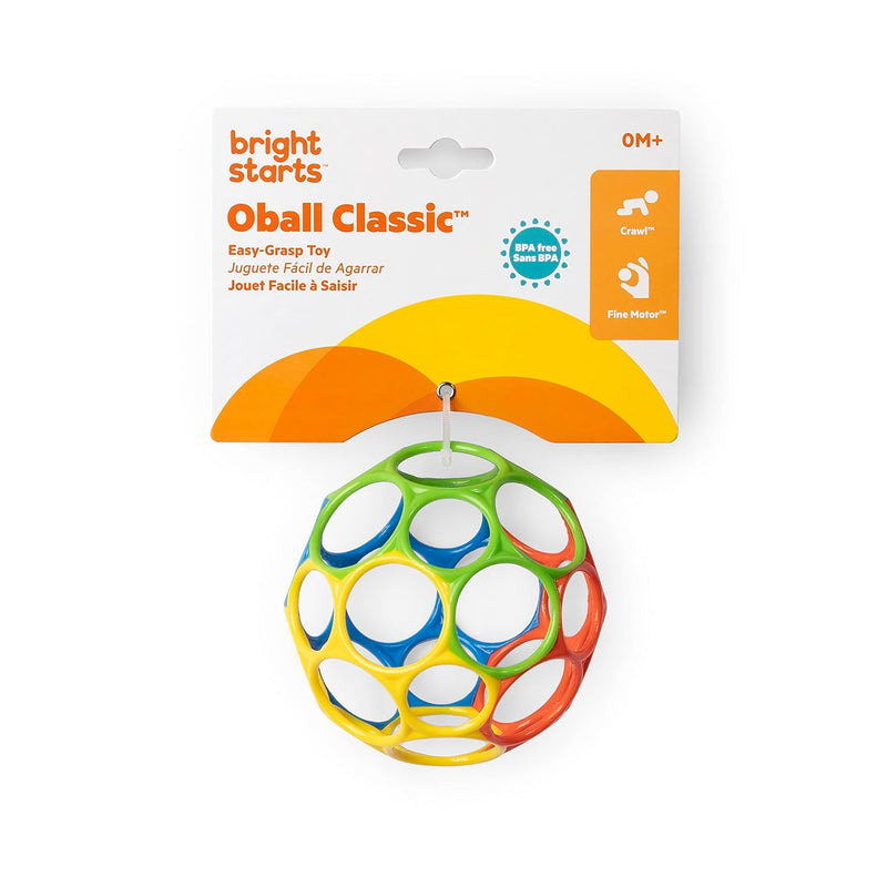 Bright Starts Oball Classic Ball - BPA-Free Infant Toy in Vibrant Colors, 4-Inch