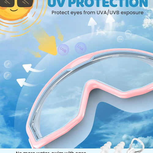 Kids Goggles Age 4-16, Anti-Fog UV 180°Clear View Kids Swim Goggles, 3 Pack Swimming Goggles Waterproof Pool Goggles