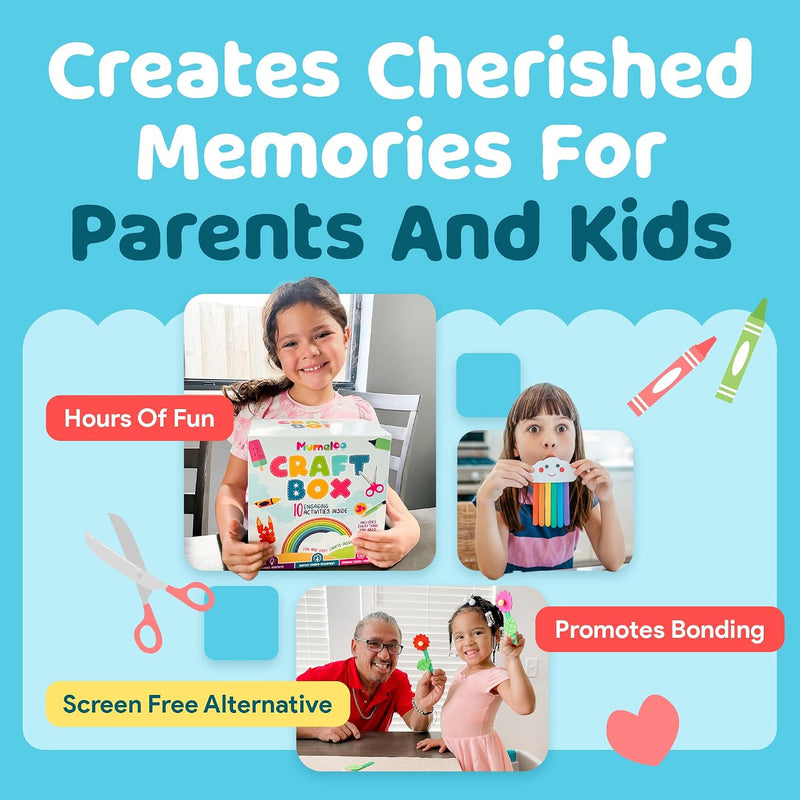 Mumaloo Arts and Crafts Kit for Kids – 10 Projects Ages 4–8 | No-mess craft box for girls & boys | Preschool homeschool art supplies | Educational gift | 3 4 5 6 7 8 year old toddler