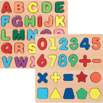 3-Pack Wooden Alphabet Shape Puzzles for Toddlers 3 Years Old Boys & Girls
