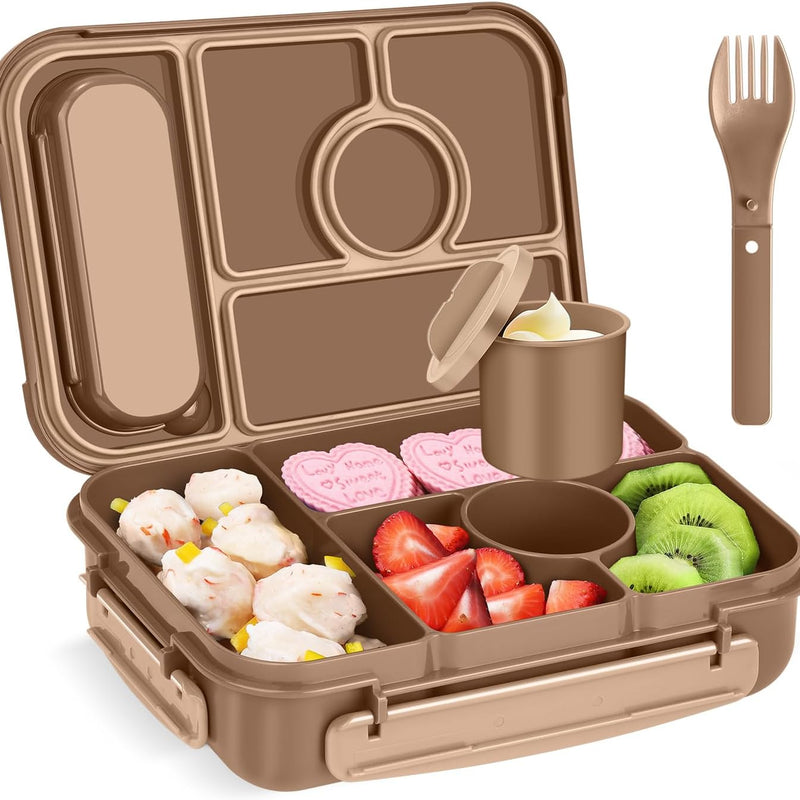 Amathley Bento Box Adult Lunch Box Kids,Lunch Containers for Adults/Kids/Toddler,5 Compartments Bento Lunch Box with Sauce Vontainers,Microwave & Dishwasher & Freezer Safe,BPA-Free (Blue)