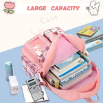 PRLINJSK Girls Backpack，Cute School Backpack for Girls Kids Teens，Kawaii Bookbag for Primary Elementary，Purple