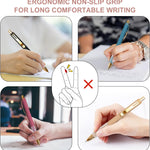 Linbsunne Ballpoint Pens Black Medium Point 1mm Pen with Super Soft Grip Ball Point Pen for Men Women Retractable Pens (gold-12 pcs)