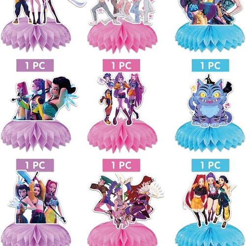 K Pop Demon Birthday Party Supplies: Honeycomb Centerpieces for Toy K Pop Demon Decorations