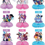 K Pop Demon Birthday Party Supplies: Honeycomb Centerpieces for Toy K Pop Demon Decorations