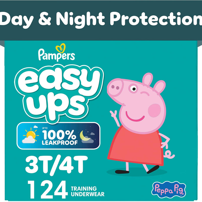 Pampers Easy Ups Training Underwear Peppa Pig Size 5 3T-4T, 124 Count (Packaging May Vary)