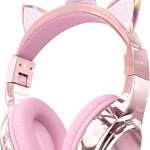 QearFun Kids Cat Ear Bluetooth Headphones, 60H, 74/85/94dB Volume Limit | Wireless headphones for kids with mic, fast charging, foldable design, wired mode for girls boys, school, tablet, travel