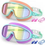 VegoVia 2 Pack Kids Swim Goggles Anti-Fog Wide View | UV Protection Swimming Goggles for kids 6-14 8-12 3-15 Youth Boys Girls Toddler