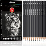 Aenir Sketch Pencils for Drawing, Set of 12 Drawing Pencils for Sketching Medium (6B - 4H), Artist Graphite Pencils, Sketch Set for Artists for Sketching Supplies, Art Supplies.