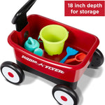 radio flyer push & pull walker wagon with garden tools, red, for kids 1-4 years old
