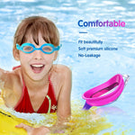 Kids Swim Goggles 2 Pack, Anti Fog No Leak Swimming Goggles for Boys Girls Ages 6-14, Wide View Swim Goggles Kids