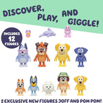 Bluey Super Fan Figurines for Toddlers Set, 11 Character Pack with Exclusive Figures, Toddler Figurine Toys Includes Bluey, Bingo & More, Ages 3+