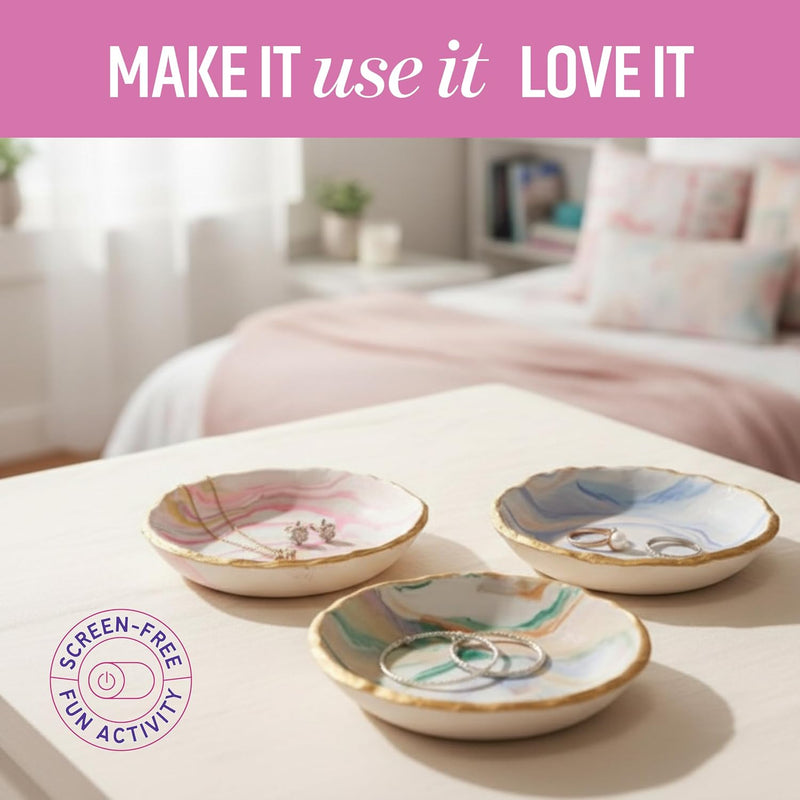 Craft 'n Clay - Jewelry Dish Making Kit for Kids 8-14 Years - DIY Crafts | Best DIY Arts & Crafts Kits - Birthday Gifts - Creative Toys for Preteen & Teenagers - Girl Birthday Gift Ideas for Ages 8-12