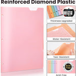 Sooez 6 Pack 2-Pocket Folders Heavy Duty, Plastic Folders with Pockets 3 Hole Punched, Pockets Folder for 3 Ring Binder with Writable Label, Letter Size, Pastels