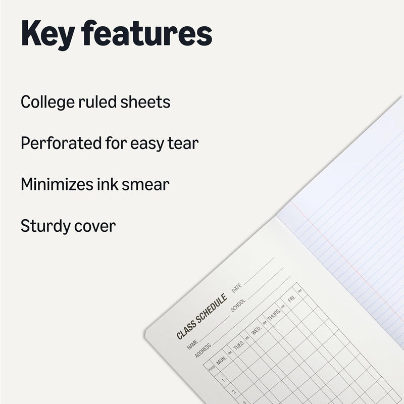 Amazon Basics Composition Notebook, College Ruled, 100 Sheets, 9.75" x 7.5", Assorted Marble Colors, 4-Pack