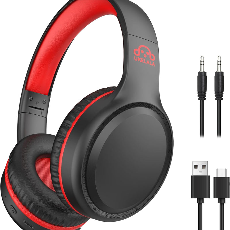 UKELALA U2B Active Noise Canceling Wired & Wireless Bluetooth 6.0 Headphones with Microphone, Foldable Lightweight Head Phones with Volume Control‌ for Kids Adult School Black Blue