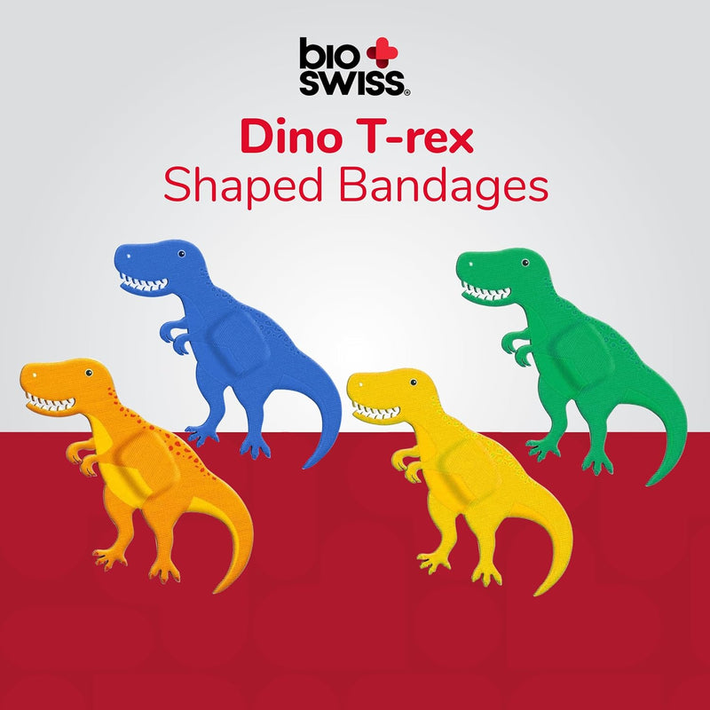 BioSwiss Bandages, Dinosaur Shaped Self Adhesive Bandage Set, Latex Free, Sterile Wound Care, 50 Count