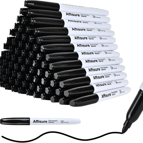 Permanent markers, 100 packs permanent markers bulk, quick dryingin one second, waterproof, smooth, noteasy to erase, durable, can be markedon glass, tiles and cloth, office supplies