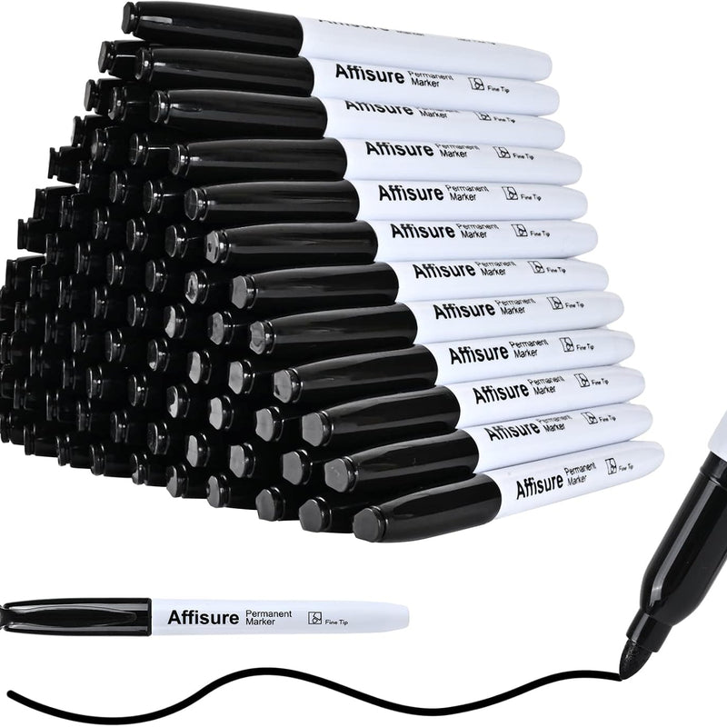 Permanent markers, 100 packs permanent markers bulk, quick dryingin one second, waterproof, smooth, noteasy to erase, durable, can be markedon glass, tiles and cloth, office supplies