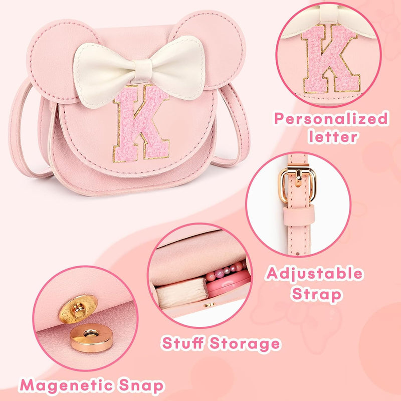 Toddler Purse for Girls Age 3-8, Pink Letter K Toy Birthday Gift | Crossbody bag toys for baby - Princess Wallet Gifts 1 2 3 4 5 6 7 8 Year Old Easter and Christmas Basket Stuffers