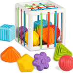Montessori Sensory Cube Toy for Toddlers | 6 Shape Blocks for Learning, Developmental Birthday Gifts for 1-3 Years Old Baby