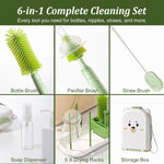 Travel Baby Bottle Cleaner Kit, 6-in-1 Brush Set for Bottles & Pumps | Compact Bottle Brush Set for Infant Feeding • Compact Travel Case • Bottles & Breast Pump Parts • BPA Free • On-the-Go