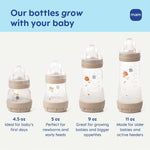 MAM 9oz Easy Start Anti-Colic+ Vented Baby Bottles, 2+ Months, 4 Pack, Girl | Medium Flow Breastfeeding-Like Nipple, Dual Anti-Colic Reduces Gas & Reflux, Easy Clean, BPA Free, 2+ Months, Made In Europe