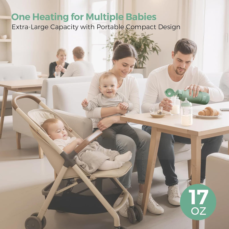 Momcozy Portable Bottle Warmer for Breast Milk, Baby Travel Essentials | Fast Heating with Nutrients Preserved, Precise Temp Control, Dual Heating Modes for Breast Milk & Water, 17OZ Large Capacity