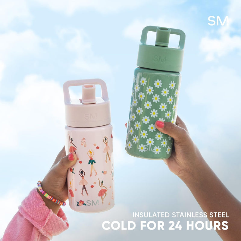 Simple Modern Disney Princess Kids Water Bottle & Toddler Cup | 14oz | Insulated Stainless Steel Princess Rainbows Toddler Water Bottle, Kids Tumbler with Straw | Spill Proof for School Girls Boys