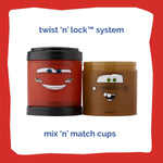 Whiskware Disney Pixar Stackable Snack Containers for Kids and Toddlers, 3 Stackable Snack Cups for School and Travel, Cars Lightning McQueen and Mater
