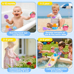 Fajiabao Toddler Bath Toys for Kids Ages 1-3 Stack, Scoop & Pour Set 5 PCS | Drain Quickly Nest for Easy Storage with 3 Animal Stacking Cups, Watering Can & Scoop for Floating Bathub Water Table Play