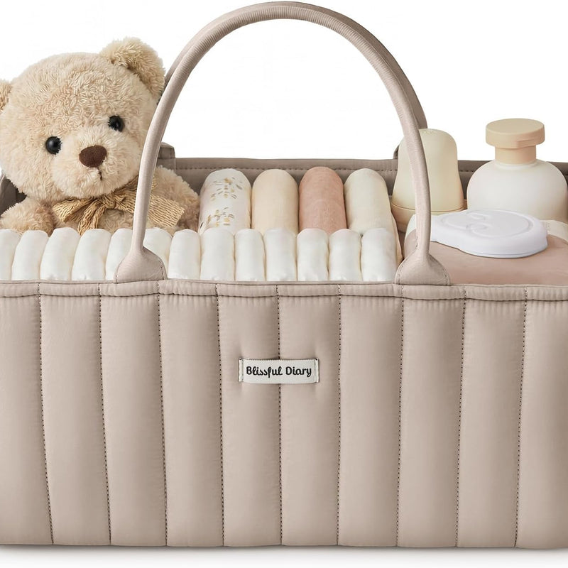 Blissful Diary Floral Diaper Caddy Organizer, Stylish Nursery Storage Basket, Diaper Bag,Gift for Baby Shower, Baby Registry Must Have, Newborn Essentials, Pastoral Daisy