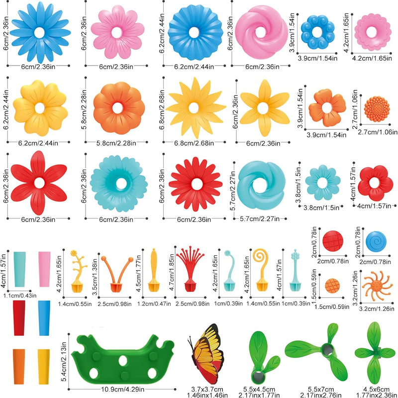 springflower flower garden building kit 148pcs for girls 3-7 years old with storage case
