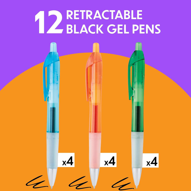 BIC Intensity Clic Black Gel Pens, Medium Point (0.7mm), 12-Count Pack, Retractable Gel Pens With Comfortable Grip (packaging may vary)