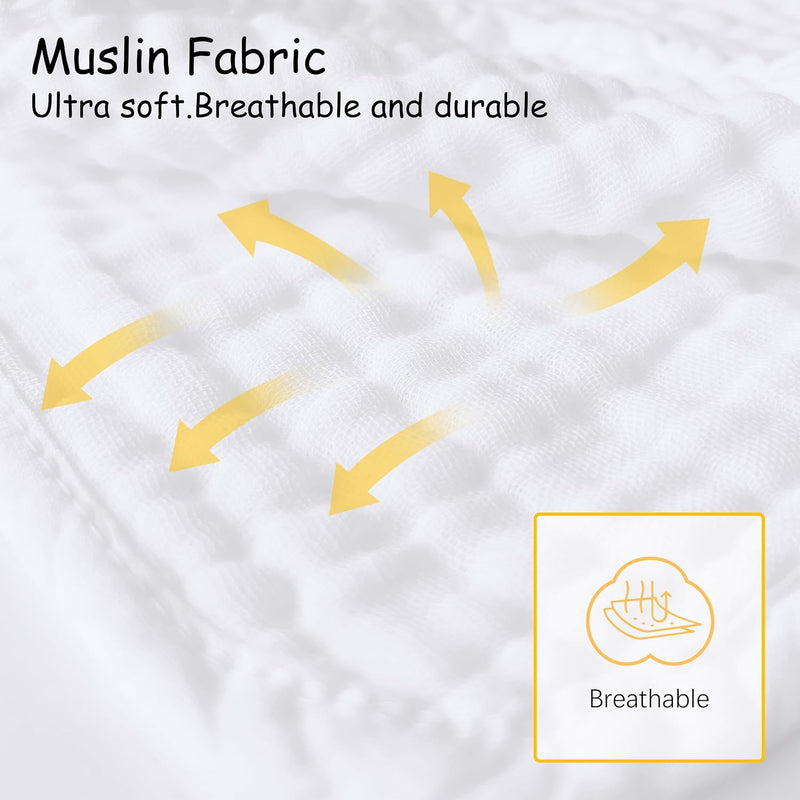 Lovely Care 12 Pack Muslin Burp Cloths 100% Cotton Muslin Cloths Large 20''x10'' Extra Soft and Absorbent Baby Burping Cloth - White