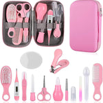 Baby Grooming Kit, Infant Safety Care Set with Hair Brush Comb Nail Clipper Nasal Aspirator,Baby Essentials Kit for Newborn Girls Boys (Grey White)