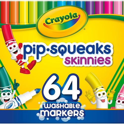 Crayola Pip-Squeaks Skinnies Washable Markers (64ct), Mini Markers for Kids, Coloring Markers, Craft Supplies, Kids Holiday Gift, 3+